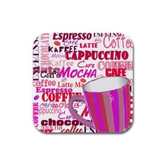 Coffee Cup Lettering Coffee Cup Rubber Square Coaster (4 Pack)  by Amaryn4rt