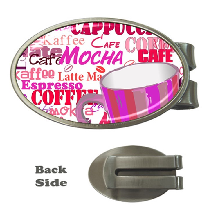 Coffee Cup Lettering Coffee Cup Money Clips (Oval) 