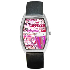 Coffee Cup Lettering Coffee Cup Barrel Style Metal Watch by Amaryn4rt