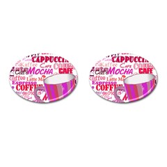 Coffee Cup Lettering Coffee Cup Cufflinks (oval) by Amaryn4rt