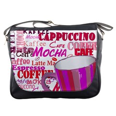 Coffee Cup Lettering Coffee Cup Messenger Bags by Amaryn4rt