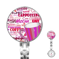 Coffee Cup Lettering Coffee Cup Stainless Steel Nurses Watch by Amaryn4rt