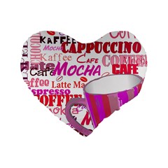 Coffee Cup Lettering Coffee Cup Standard 16  Premium Flano Heart Shape Cushions by Amaryn4rt