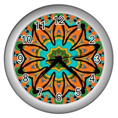 Color Abstract Pattern Structure Wall Clocks (silver)  by Amaryn4rt