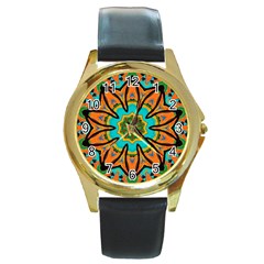 Color Abstract Pattern Structure Round Gold Metal Watch by Amaryn4rt