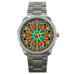 Color Abstract Pattern Structure Sport Metal Watch by Amaryn4rt