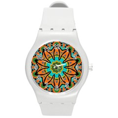 Color Abstract Pattern Structure Round Plastic Sport Watch (m) by Amaryn4rt