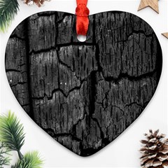 Coal Charred Tree Pore Black Ornament (heart)  by Amaryn4rt