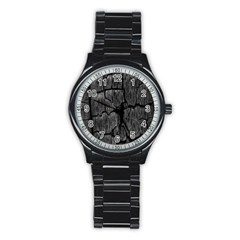 Coal Charred Tree Pore Black Stainless Steel Round Watch by Amaryn4rt