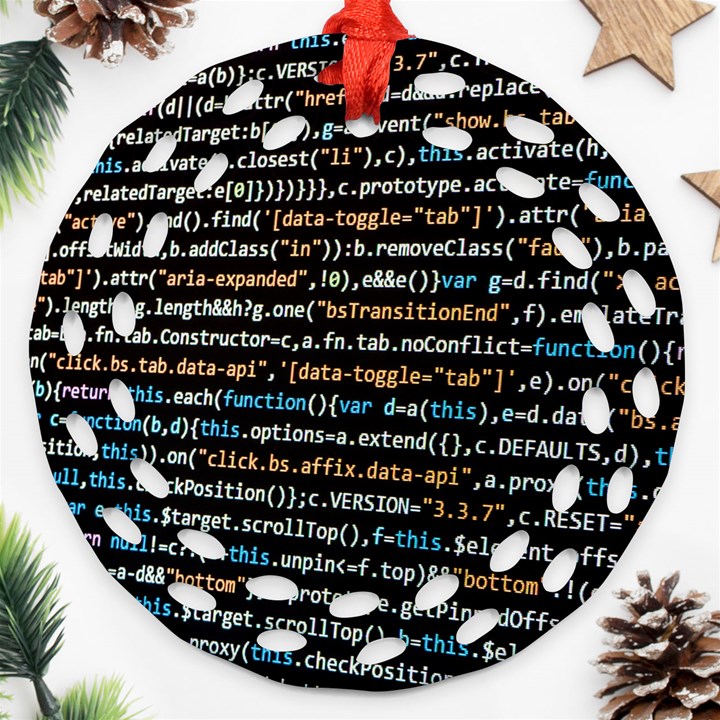 Close Up Code Coding Computer Ornament (Round Filigree) 