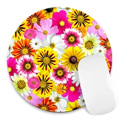 Flowers Blossom Bloom Nature Plant Round Mousepads by Amaryn4rt