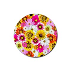 Flowers Blossom Bloom Nature Plant Rubber Round Coaster (4 Pack)  by Amaryn4rt