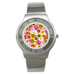 Flowers Blossom Bloom Nature Plant Stainless Steel Watch by Amaryn4rt