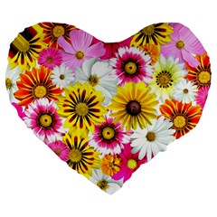 Flowers Blossom Bloom Nature Plant Large 19  Premium Flano Heart Shape Cushions by Amaryn4rt