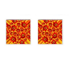 Gerbera Flowers Blossom Bloom Cufflinks (square) by Amaryn4rt