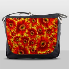 Gerbera Flowers Blossom Bloom Messenger Bags by Amaryn4rt