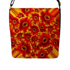 Gerbera Flowers Blossom Bloom Flap Messenger Bag (l)  by Amaryn4rt