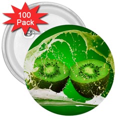 Kiwi Fruit Vitamins Healthy Cut 3  Buttons (100 Pack) 