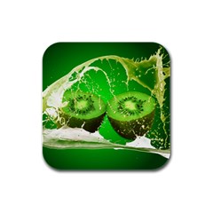 Kiwi Fruit Vitamins Healthy Cut Rubber Square Coaster (4 Pack)  by Amaryn4rt