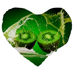 Kiwi Fruit Vitamins Healthy Cut Large 19  Premium Heart Shape Cushions by Amaryn4rt