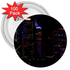 Hong Kong China Asia Skyscraper 3  Buttons (100 Pack)  by Amaryn4rt