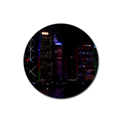 Hong Kong China Asia Skyscraper Rubber Coaster (round)  by Amaryn4rt