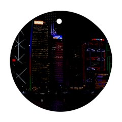 Hong Kong China Asia Skyscraper Round Ornament (two Sides)  by Amaryn4rt