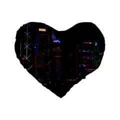 Hong Kong China Asia Skyscraper Standard 16  Premium Heart Shape Cushions by Amaryn4rt