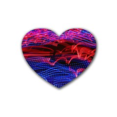 Lights Abstract Curves Long Exposure Rubber Coaster (heart) 