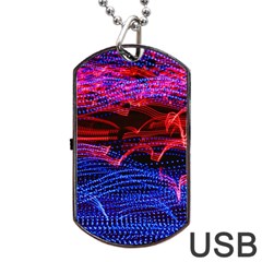 Lights Abstract Curves Long Exposure Dog Tag Usb Flash (one Side) by Amaryn4rt