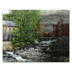 Landscape Summer Fall Colors Mill Rectangular Jigsaw Puzzl by Amaryn4rt