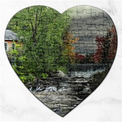 Landscape Summer Fall Colors Mill Jigsaw Puzzle (heart) by Amaryn4rt