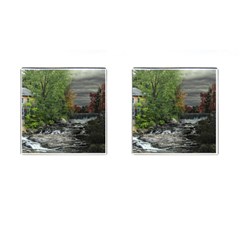 Landscape Summer Fall Colors Mill Cufflinks (Square)