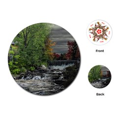 Landscape Summer Fall Colors Mill Playing Cards (Round) 