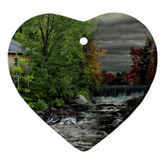 Landscape Summer Fall Colors Mill Heart Ornament (2 Sides)