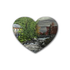 Landscape Summer Fall Colors Mill Heart Coaster (4 pack) 