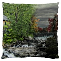 Landscape Summer Fall Colors Mill Large Flano Cushion Case (Two Sides)