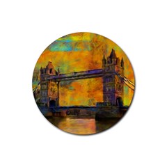 London Tower Abstract Bridge Rubber Coaster (round)  by Amaryn4rt