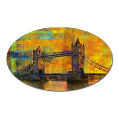 London Tower Abstract Bridge Oval Magnet by Amaryn4rt