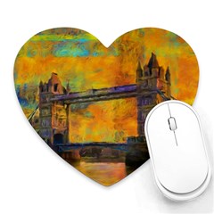 London Tower Abstract Bridge Heart Mousepads by Amaryn4rt