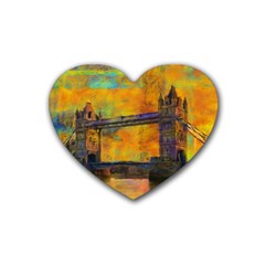 London Tower Abstract Bridge Heart Coaster (4 Pack)  by Amaryn4rt