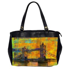 London Tower Abstract Bridge Office Handbags (2 Sides)  by Amaryn4rt