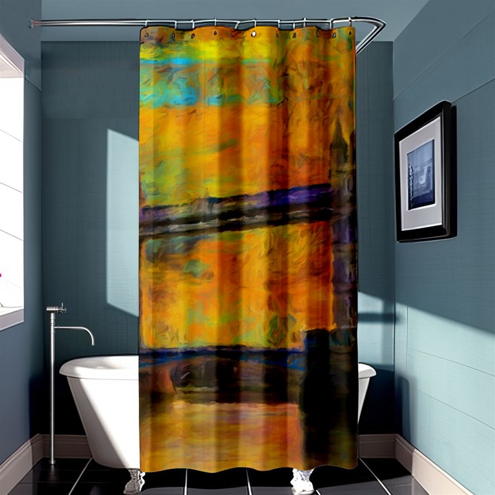 London Tower Abstract Bridge Shower Curtain 36  x 72  (Stall) 