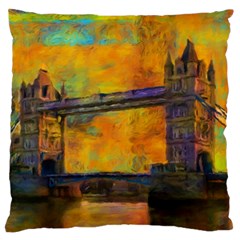 London Tower Abstract Bridge Large Cushion Case (one Side) by Amaryn4rt