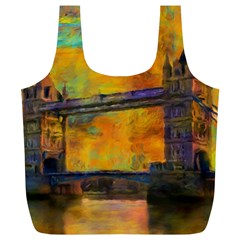 London Tower Abstract Bridge Full Print Recycle Bags (l)  by Amaryn4rt