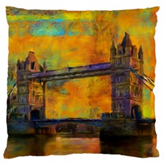 London Tower Abstract Bridge Large Flano Cushion Case (one Side) by Amaryn4rt