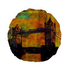 London Tower Abstract Bridge Standard 15  Premium Flano Round Cushions by Amaryn4rt