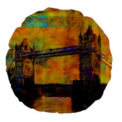 London Tower Abstract Bridge Large 18  Premium Flano Round Cushions by Amaryn4rt