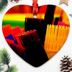 Plastic Brush Color Yellow Red Ornament (Heart) 