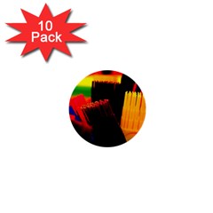 Plastic Brush Color Yellow Red 1  Mini Buttons (10 pack) 